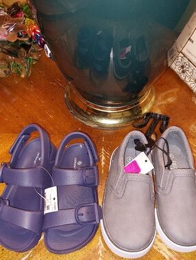 Kids Slip-On Sneakers and Buckle Sandals - Navy Gray